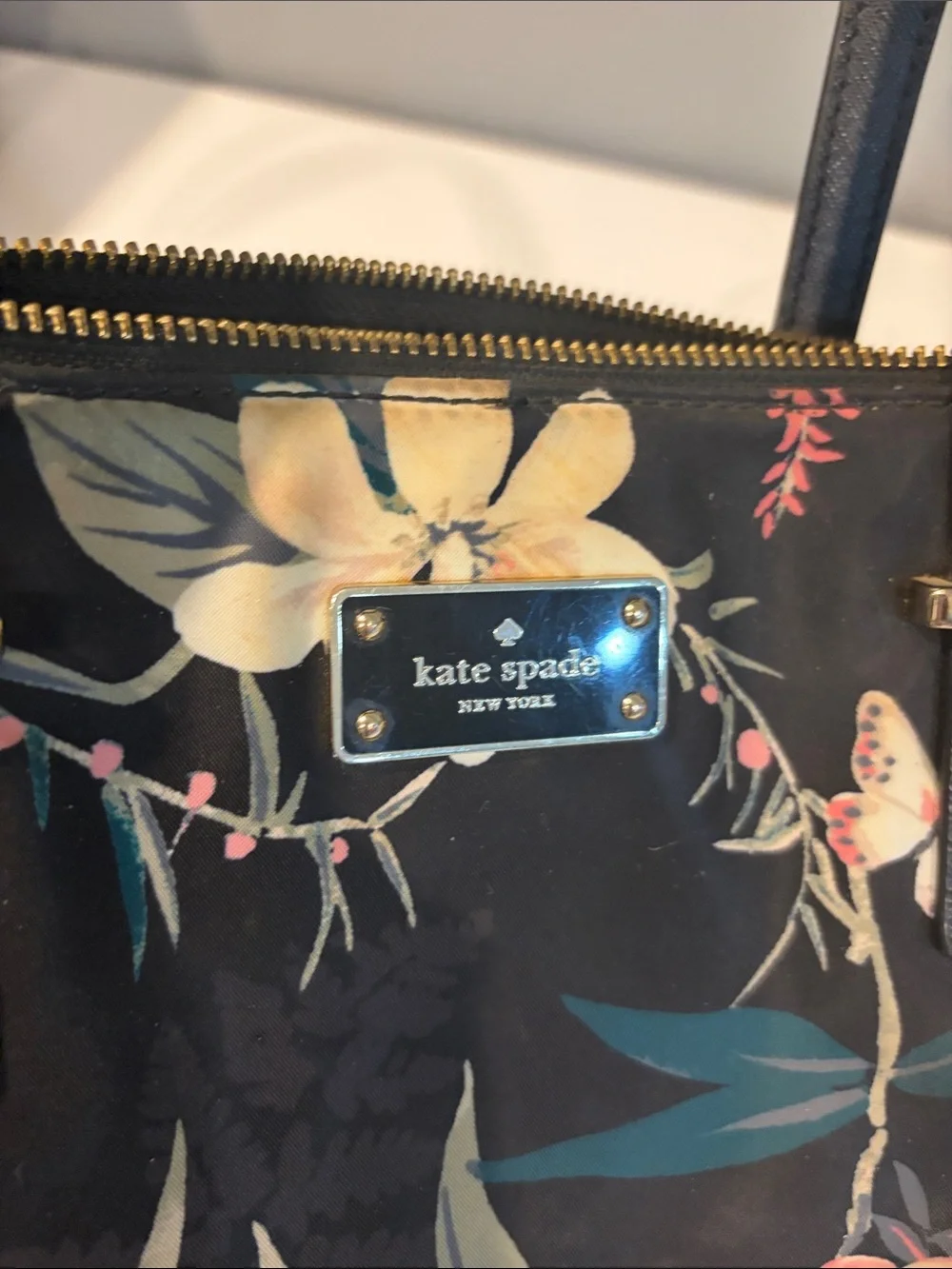 kate spade Wilson botanical satchel black floral print
